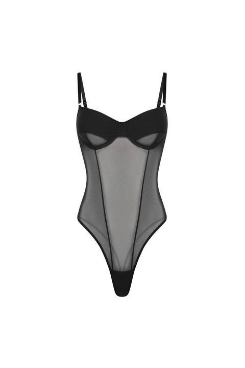 Пікантний чорний боді з відкритою чашкою ENIGMA body-enigma-black-xs-70a фото