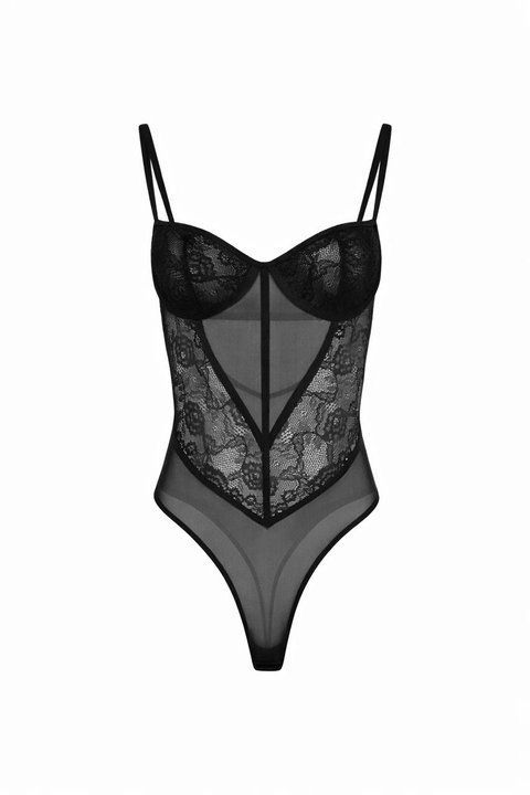 Відкритий чорний боді з чашкою MAGNOLIA body-magnolia-xs-70a фото
