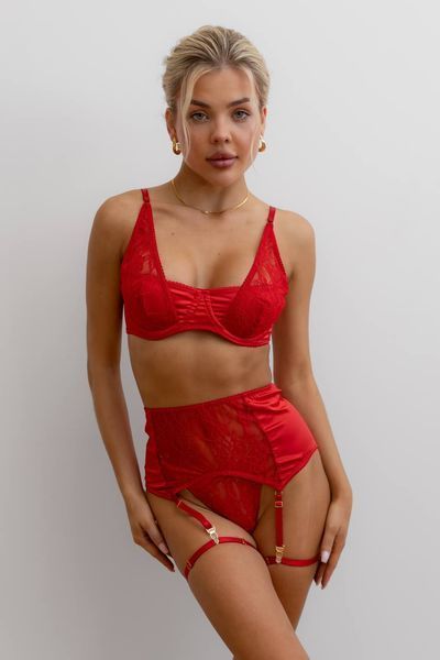 Червоний бюстгальтер з мережива та шовку VENEZIA RED bra-venezia-red-70a фото