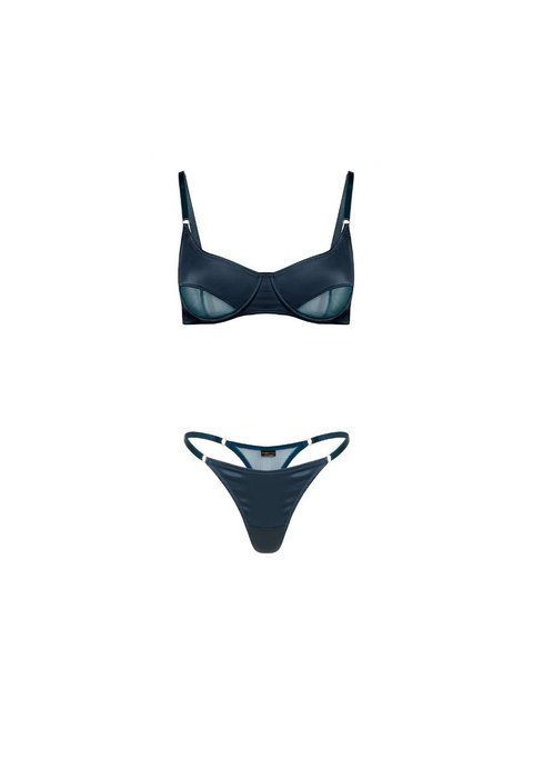 Elegant emerald silk set MYSTERIA EMERALD, XS, 70A